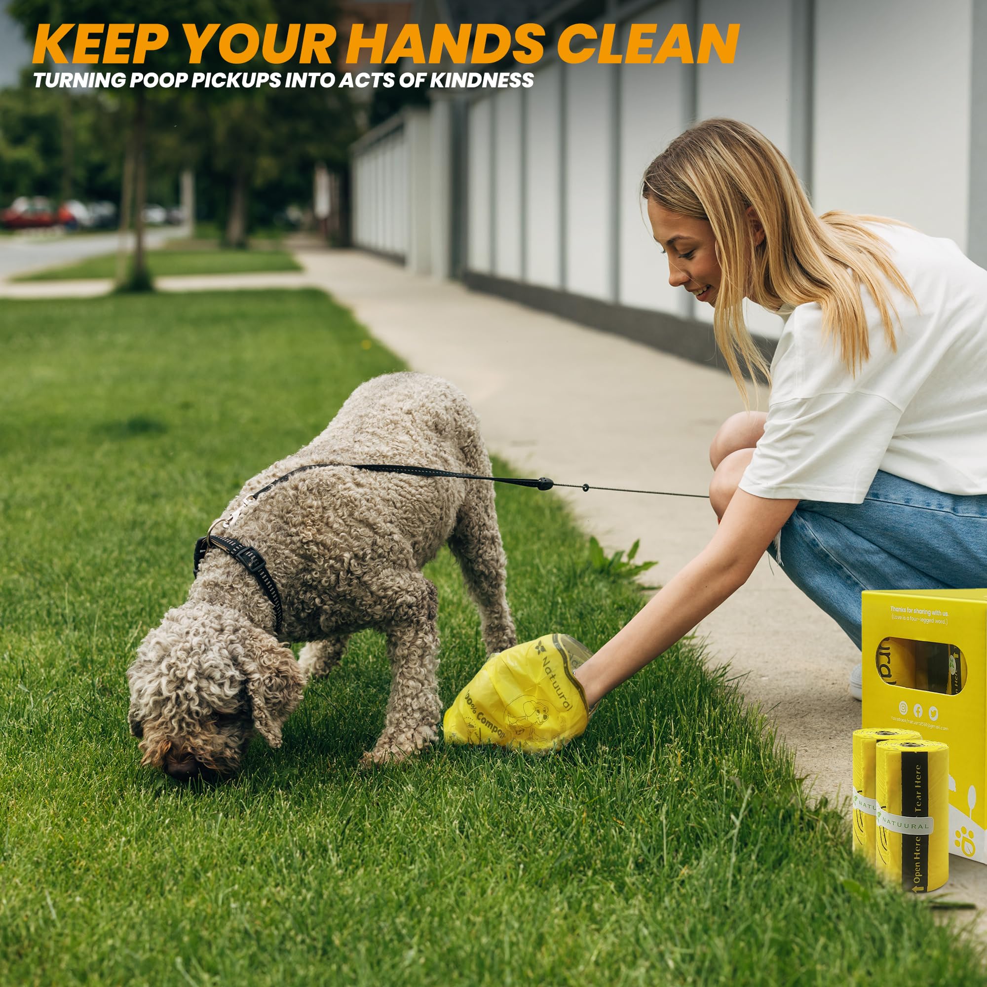 Natuural bags suitable for dogs of all sizes for versatile cleanup.