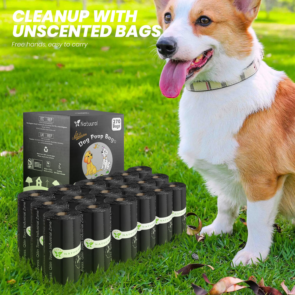 Natuural dog waste bags used for dogs of all sizes during walks.