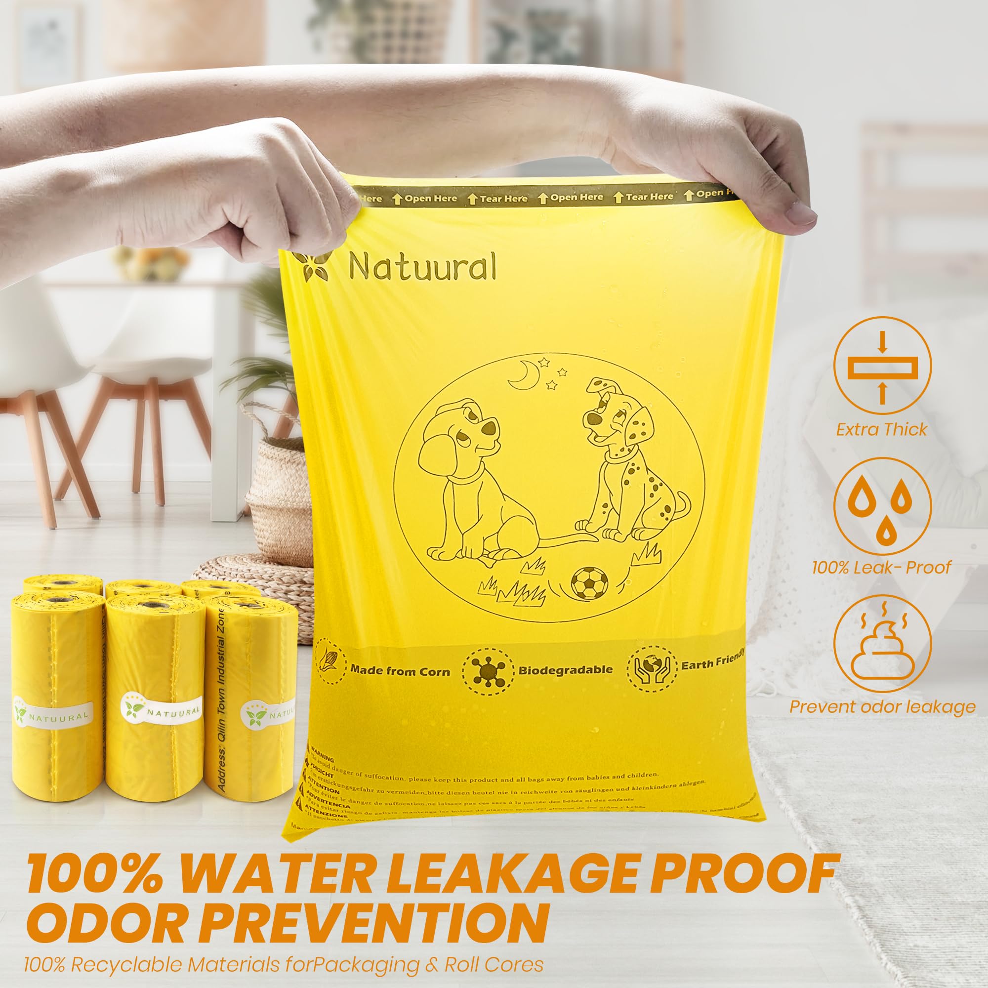 Natuural extra thick tear resistant bags prevent leaks