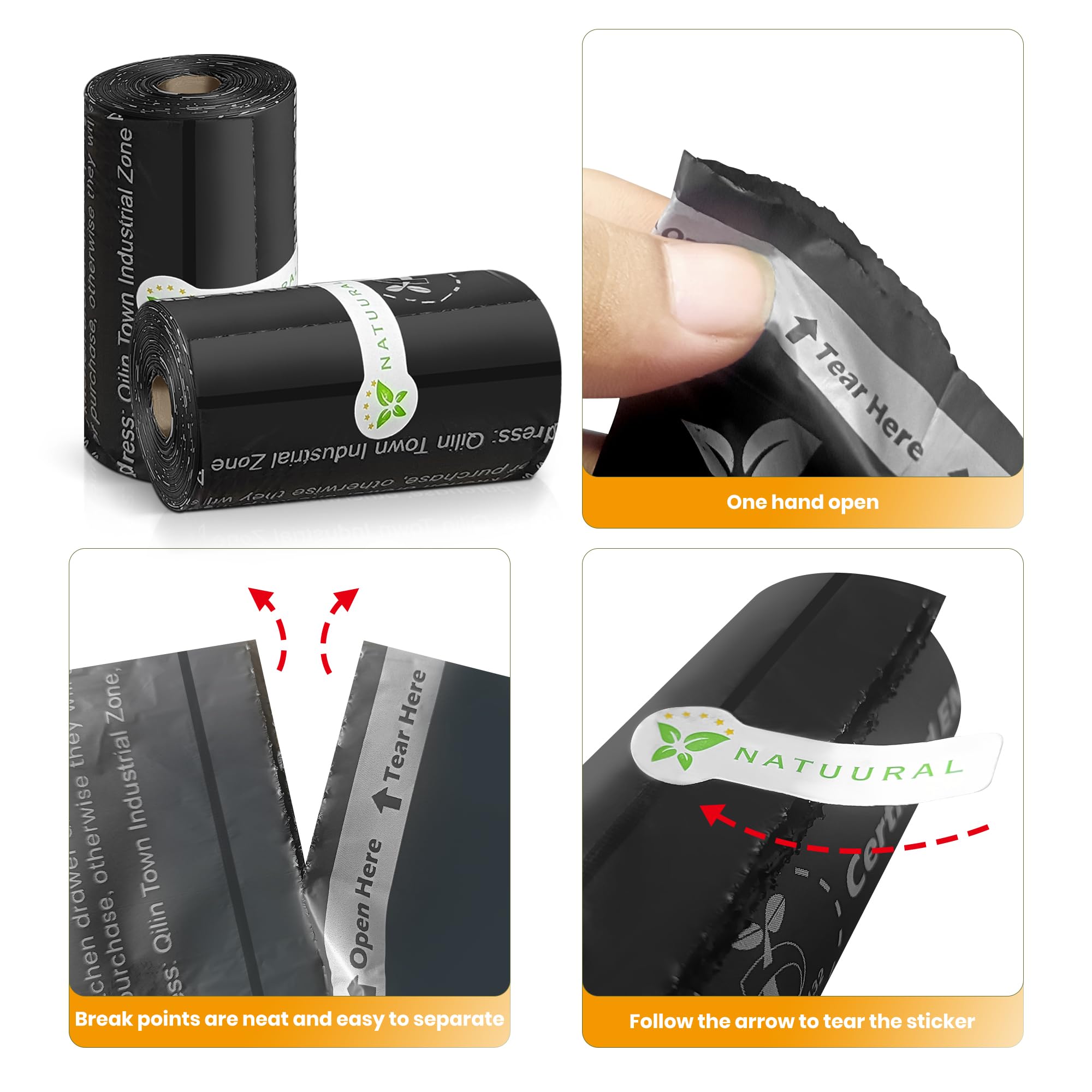 Natuural leakproof and easy-open bags demonstrated during outdoor use.