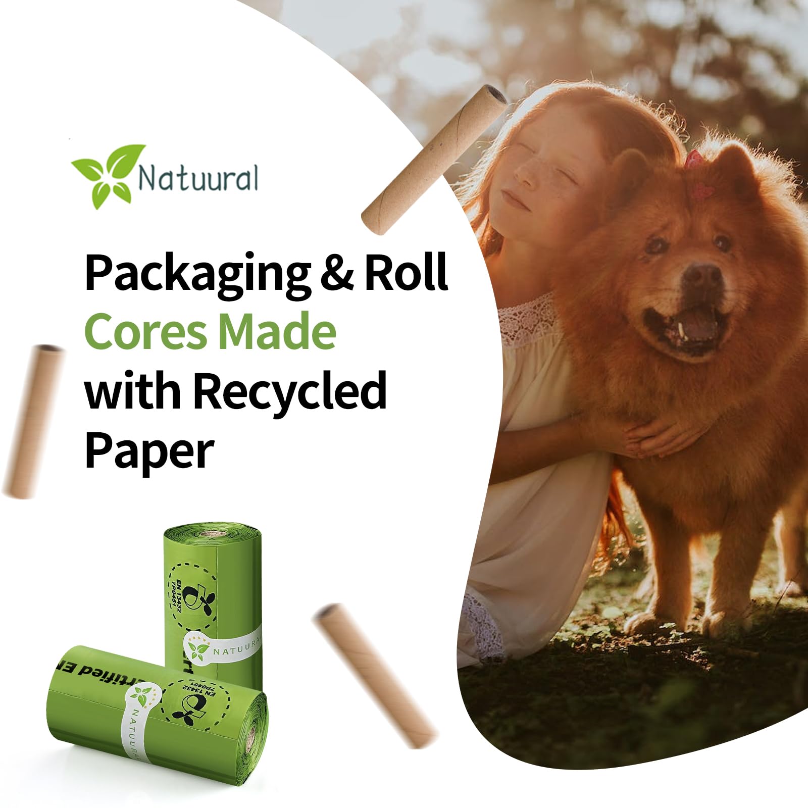 Natuural unscented green bags prepared for daily use.
