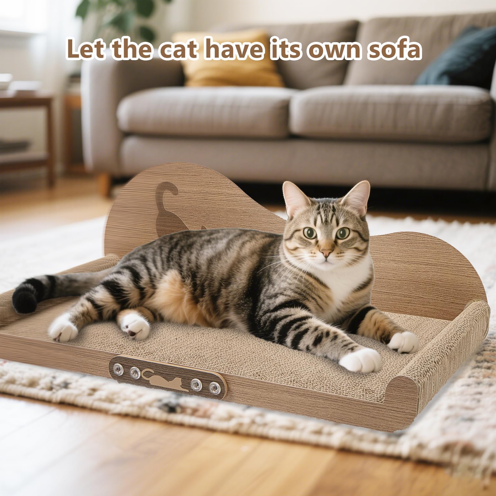 NATUYA cat-scratcher-cardboard-lounge-bed-24in-living-room-setup doubles as a chic pet nook