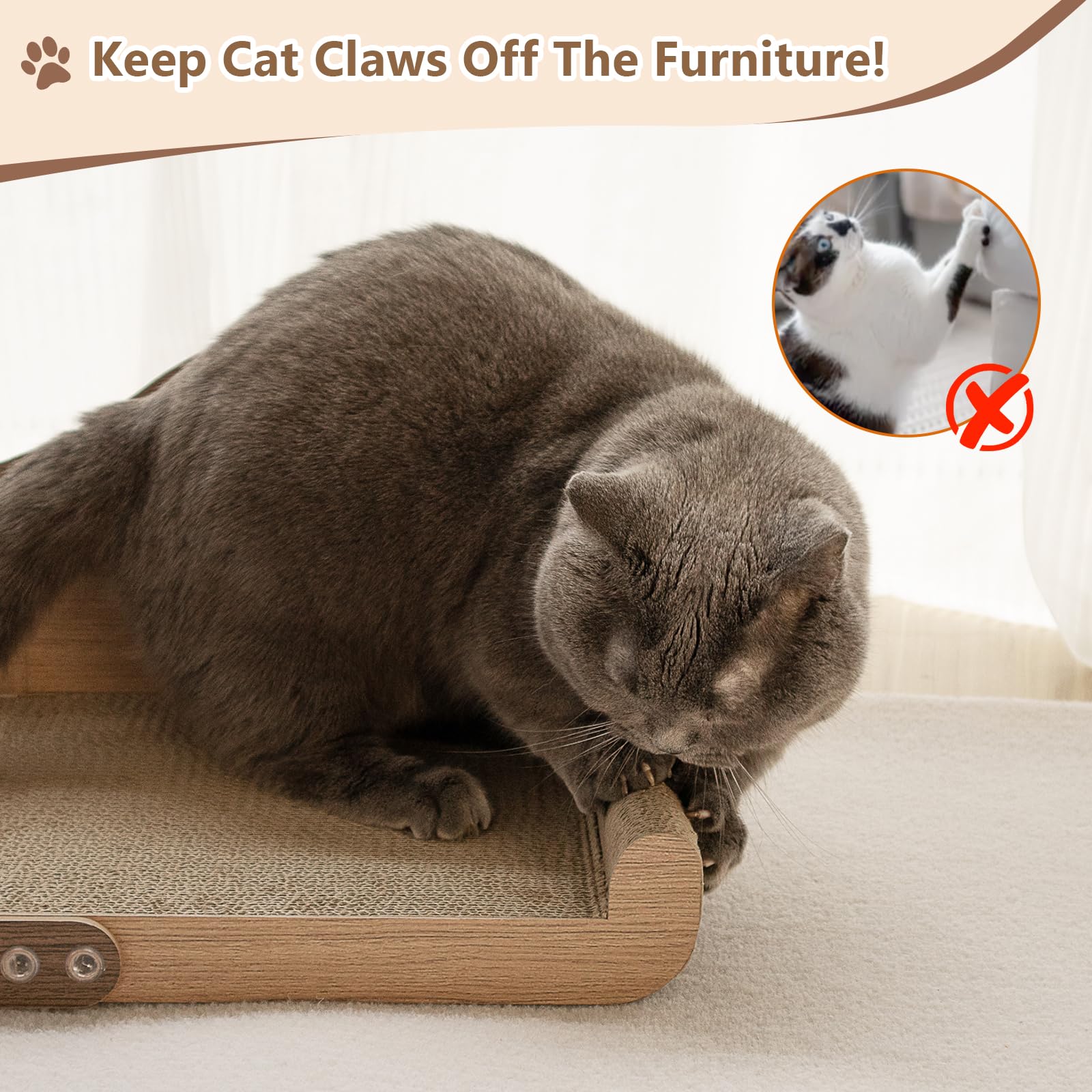 NATUYA cat-scratcher-cardboard-lounge-bed-24in-multi-cat-use supports shared lounging and play