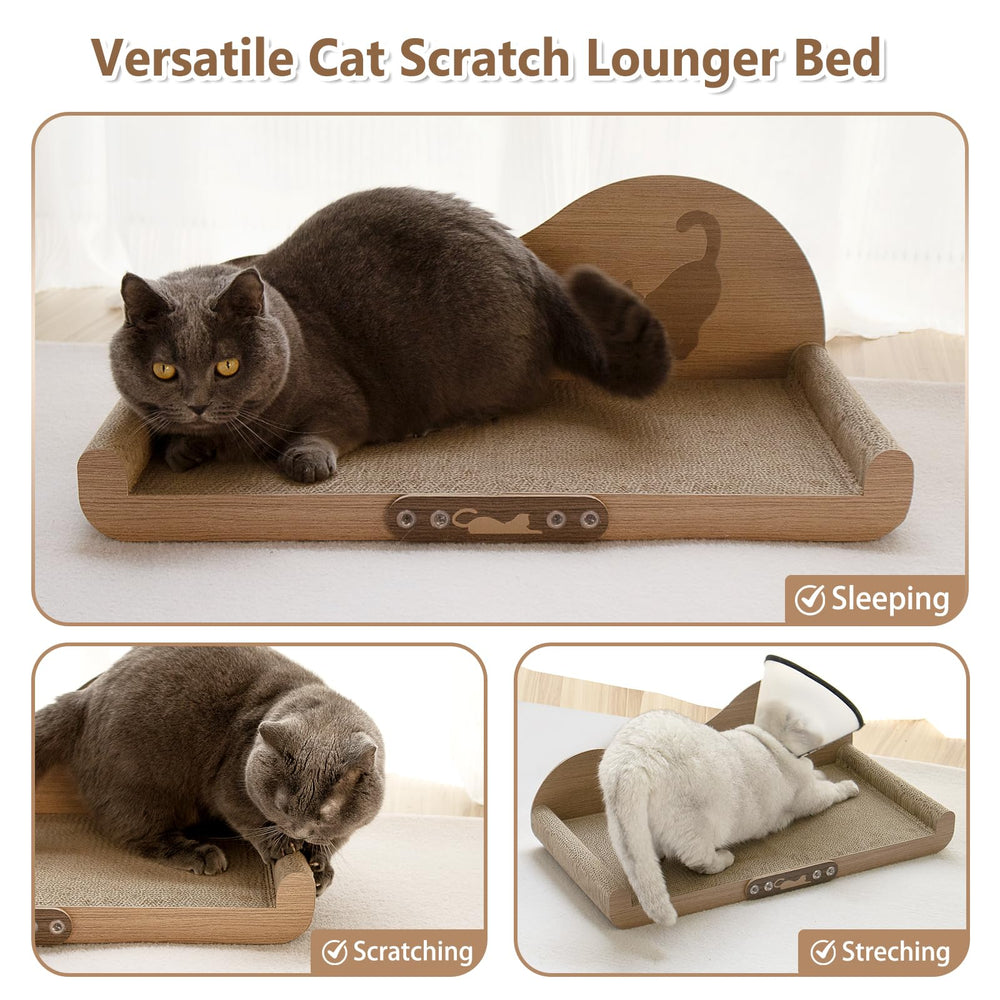 NATUYA cat-scratcher-cardboard-lounge-bed-24in-scratching-area highlights durable cardboard for daily clawing