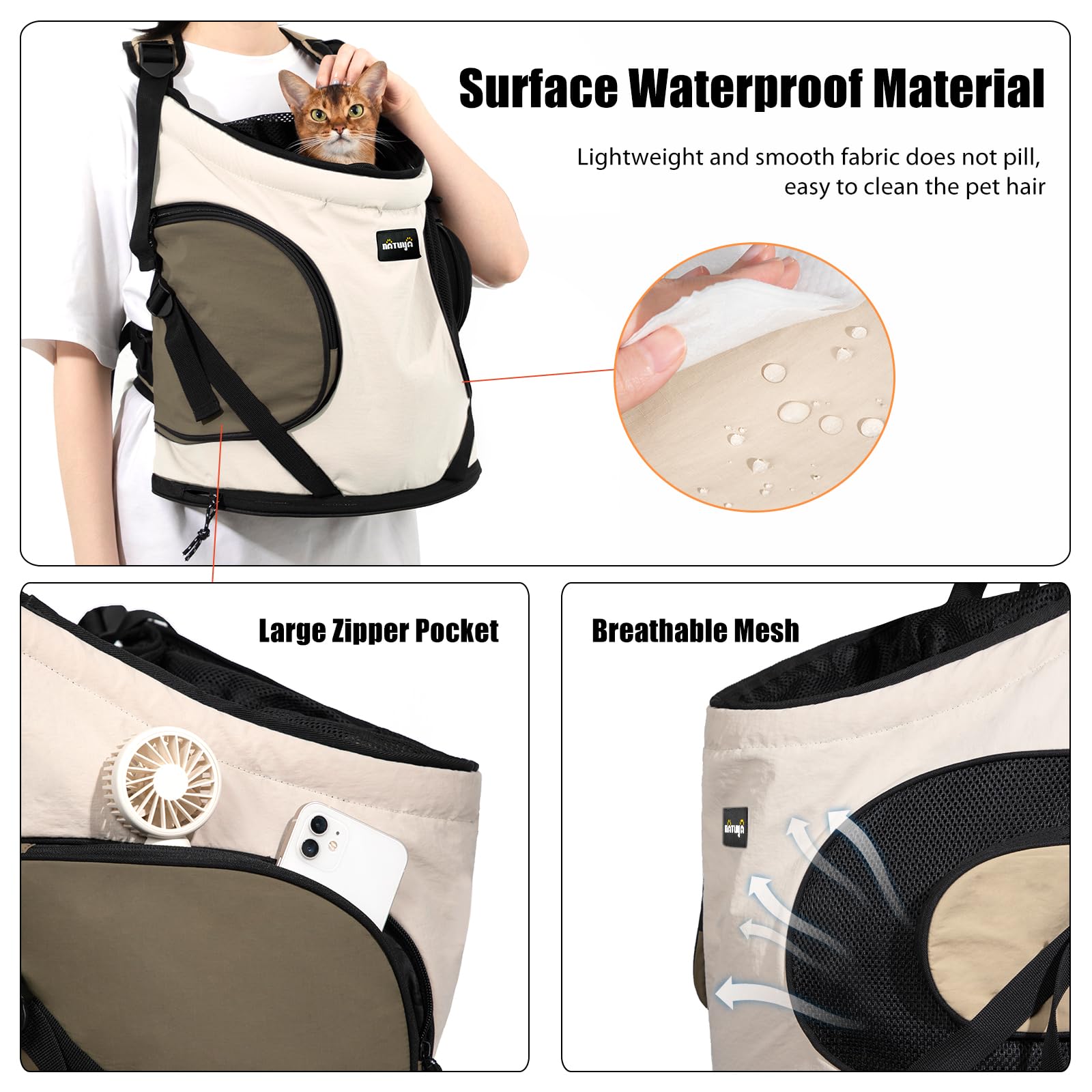 NATUYA Dog Front Carrier foldable design makes travel effortless.