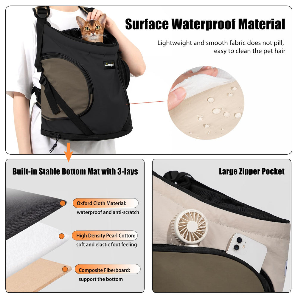 NATUYA dog front carrier hard-base-ergonomic—rigid base supports your dog's spine