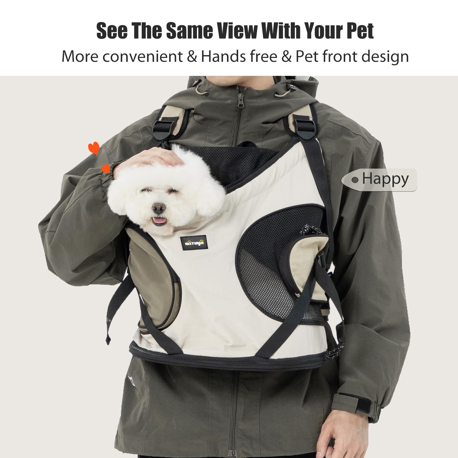 NATUYA Dog Front Carrier hard base supports your pet's spine on trips.