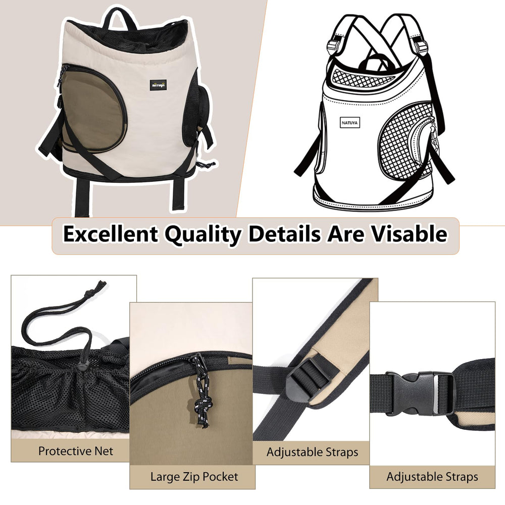 NATUYA Dog Front Carrier padded bottom mat adds comfort for pets.
