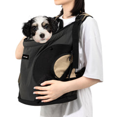 NATUYA dog front carrier side view—stable, secure fit for small pets during outdoor walks
