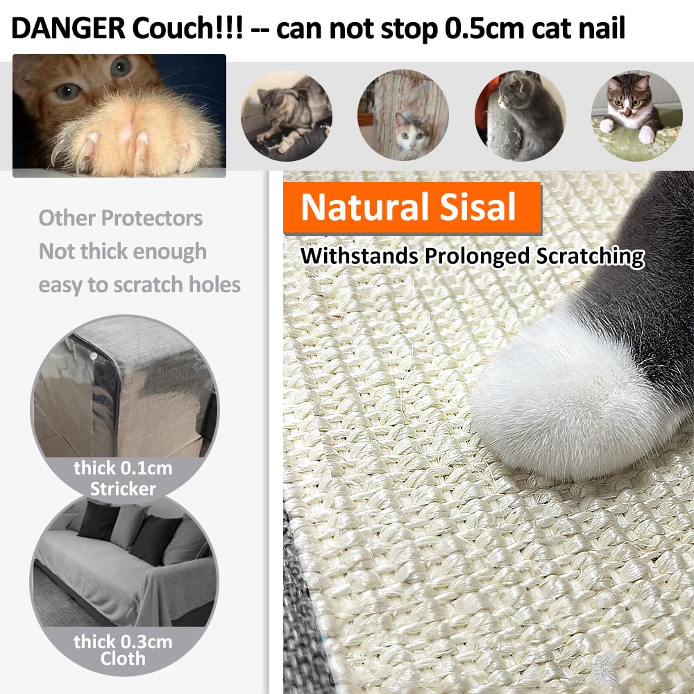 NATUYA sisal-armrest-right protects the right armrest from pet scratches.