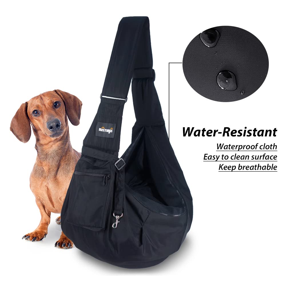 NATUYA Pet Dog Sling Carrier windproof fabric keeps your pet cozy on breezy walks.
