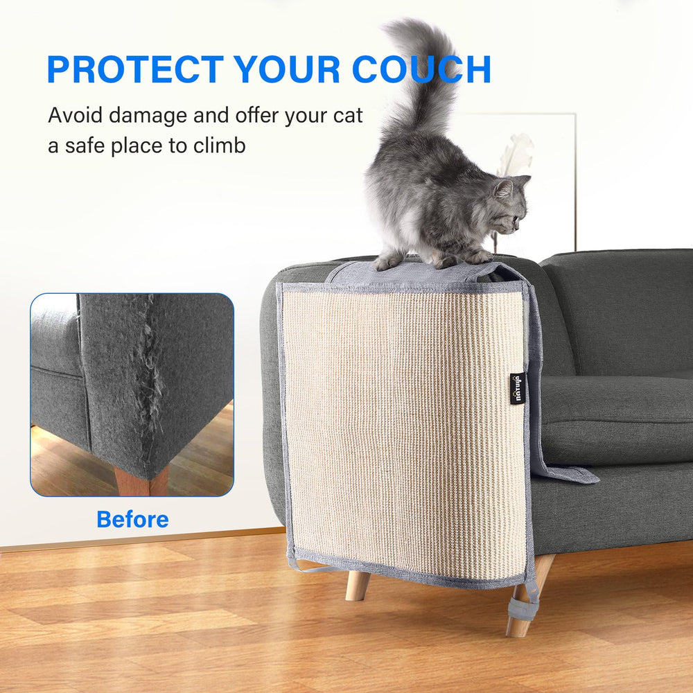 NATUYA sisal scratching pad deters scratching and protects fabric upholstery