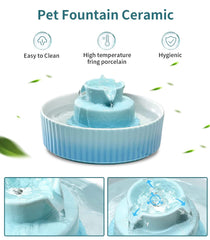 NautyPaws ceramic fountain flow detail shows gentle bubbling that attracts pets to drink.