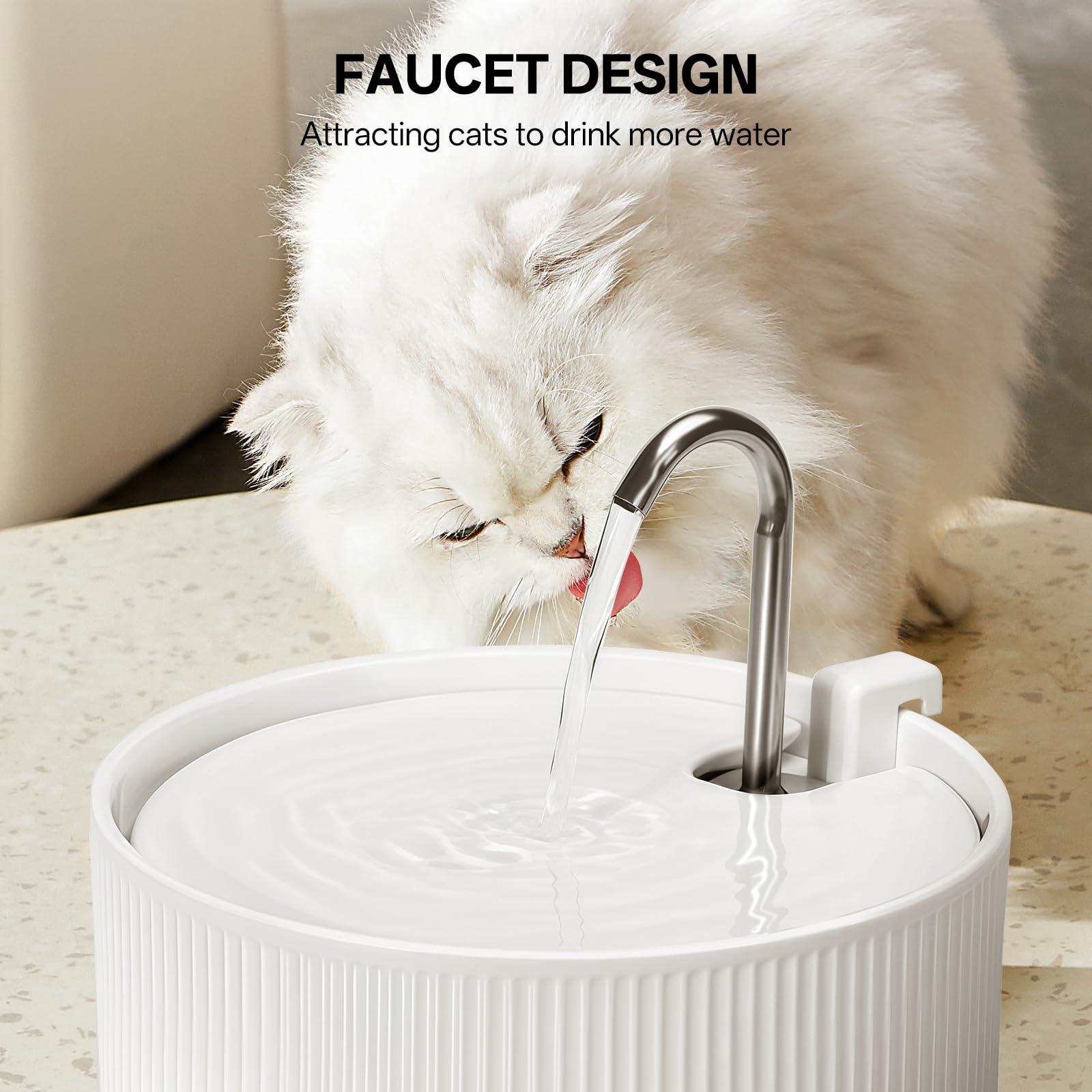 NautyPaws foam filter traps hair and debris for cleaner bowls.
