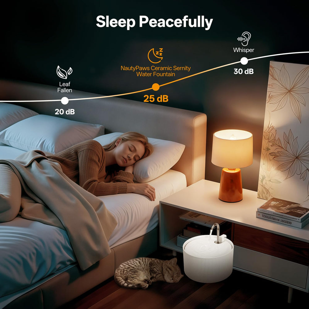 NautyPaws quiet pump minimizes noise to fit in living spaces.