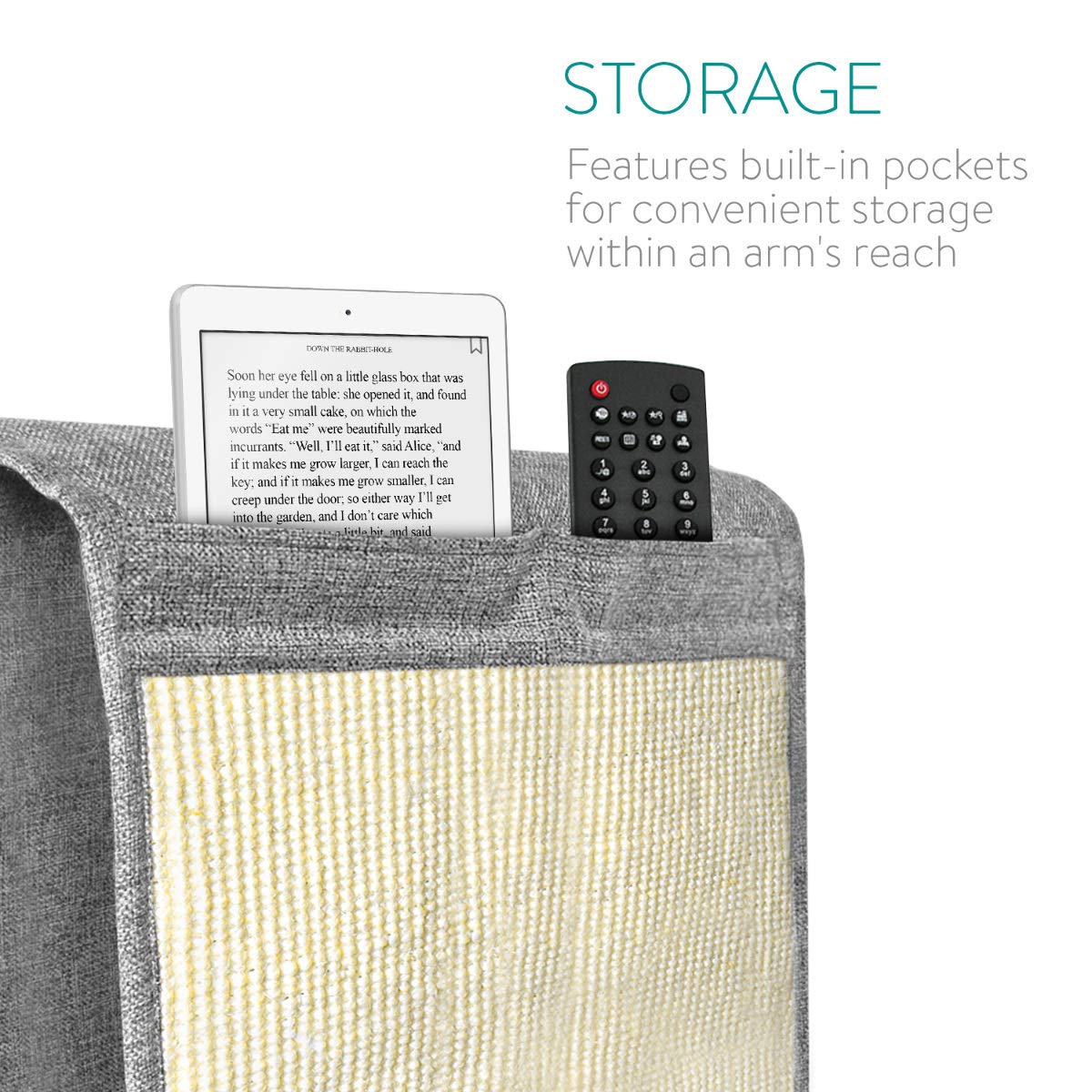 Navaris armrest organizer pockets for remotes and devices