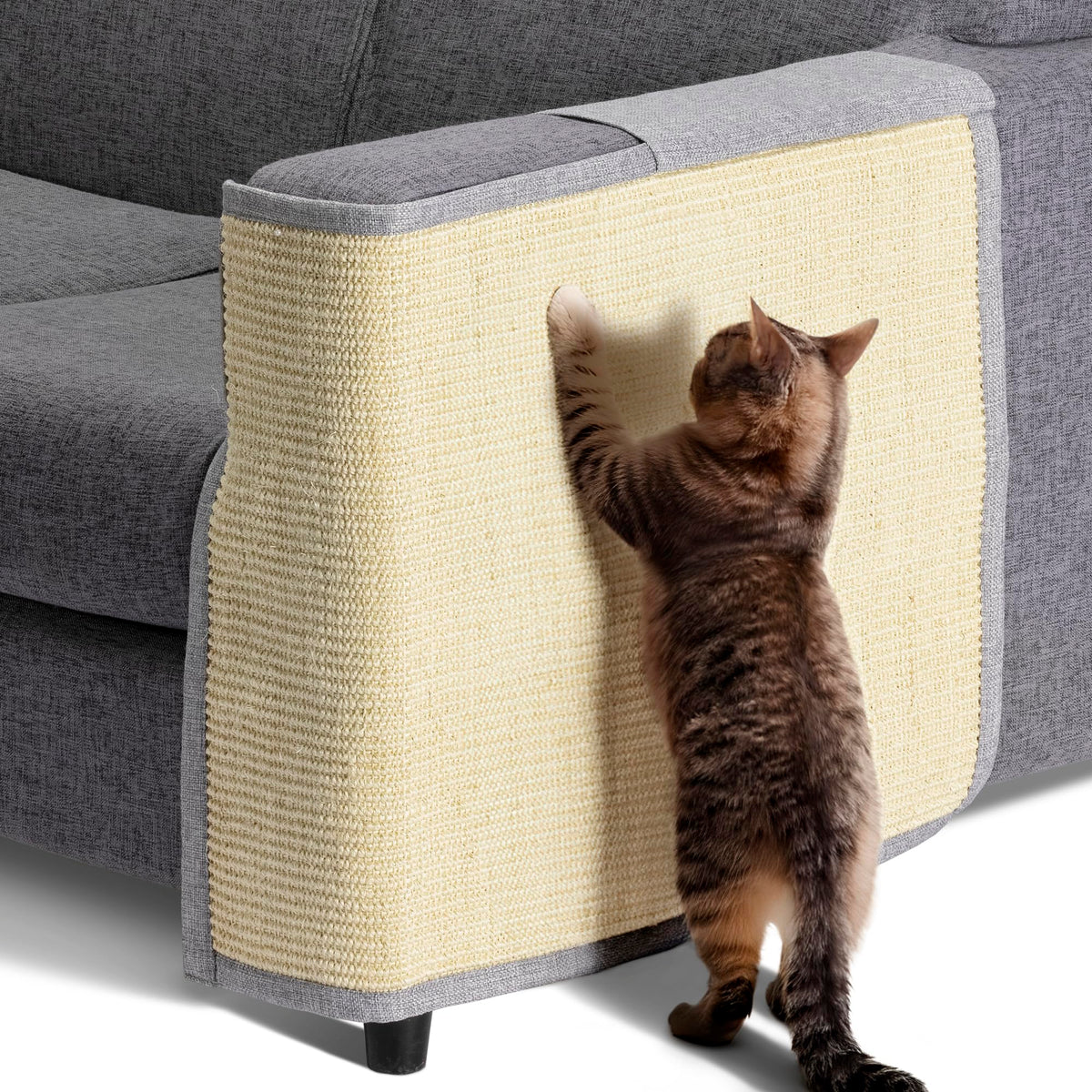 Navaris cat-scratch-mat-left-side protects sofa while providing a satisfying sisal scratch.
