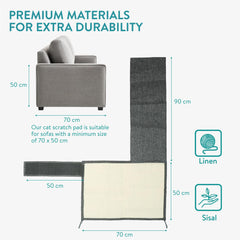 Navaris cat scratch mat with Velcro-secure installation around sofa legs.
