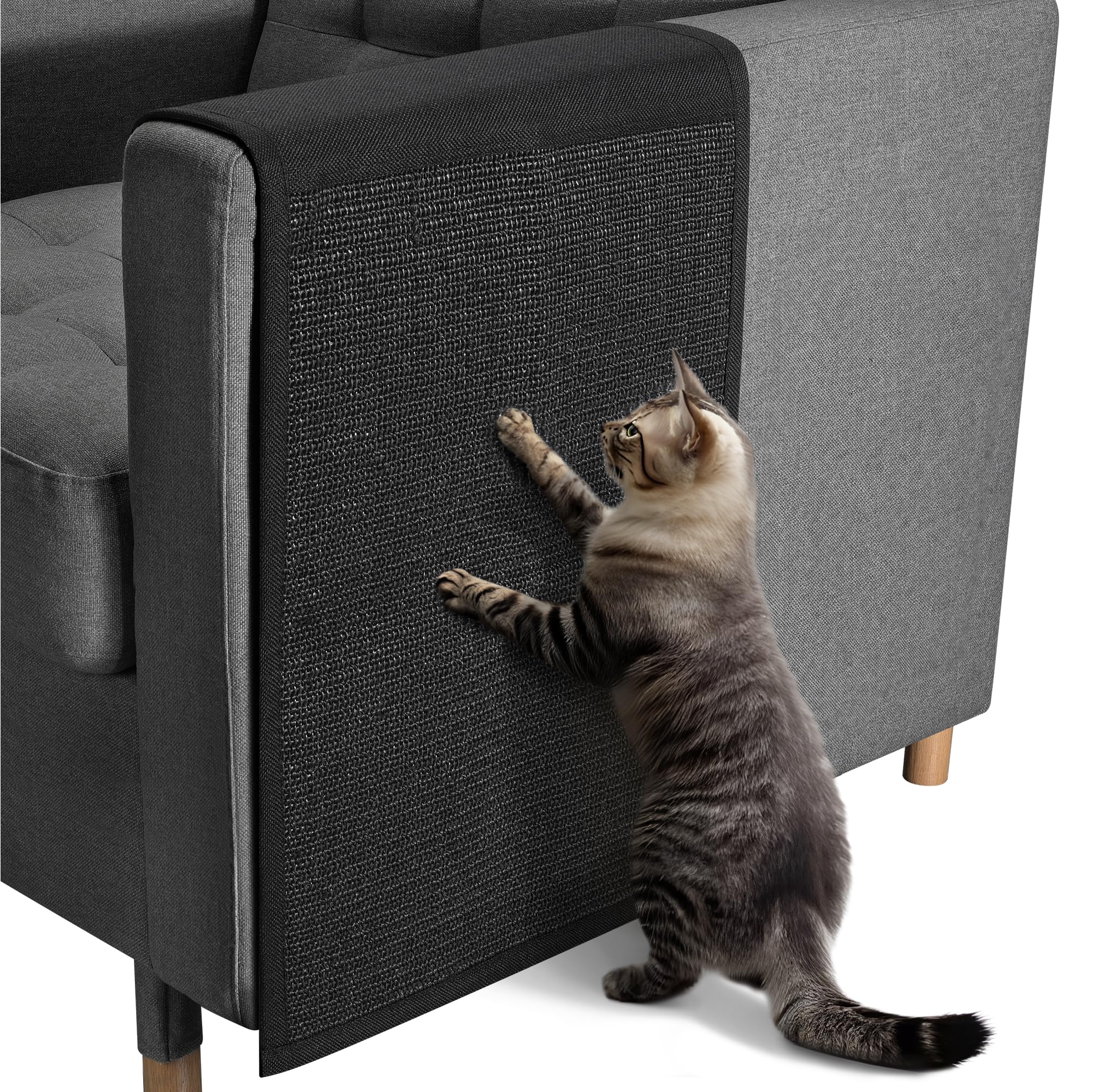 Navaris cat scratch sofa protector close-up shows durable sisal surface for scratching relief