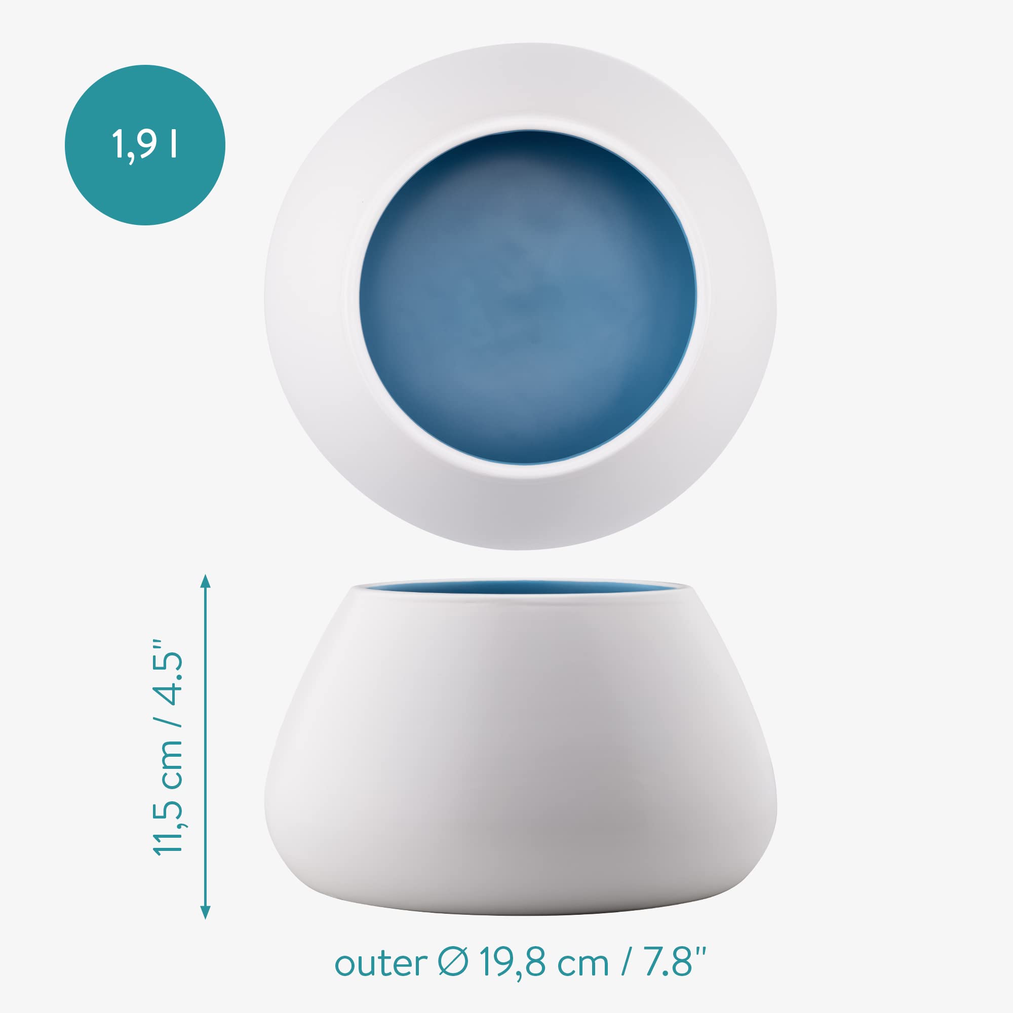 Navaris ceramic dog bowl anti-spill design protects floors
