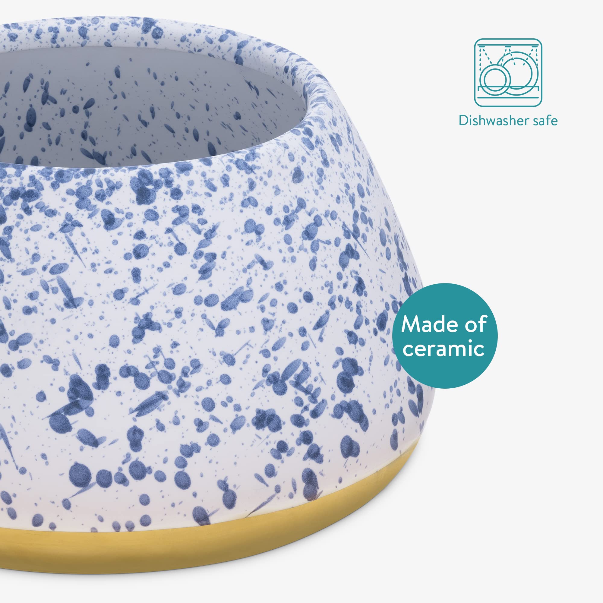 Navaris white with blue speckles bowl adds contemporary style.
