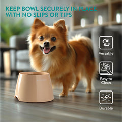 Navaris elevated bowl in melamine, easy to clean after meals.