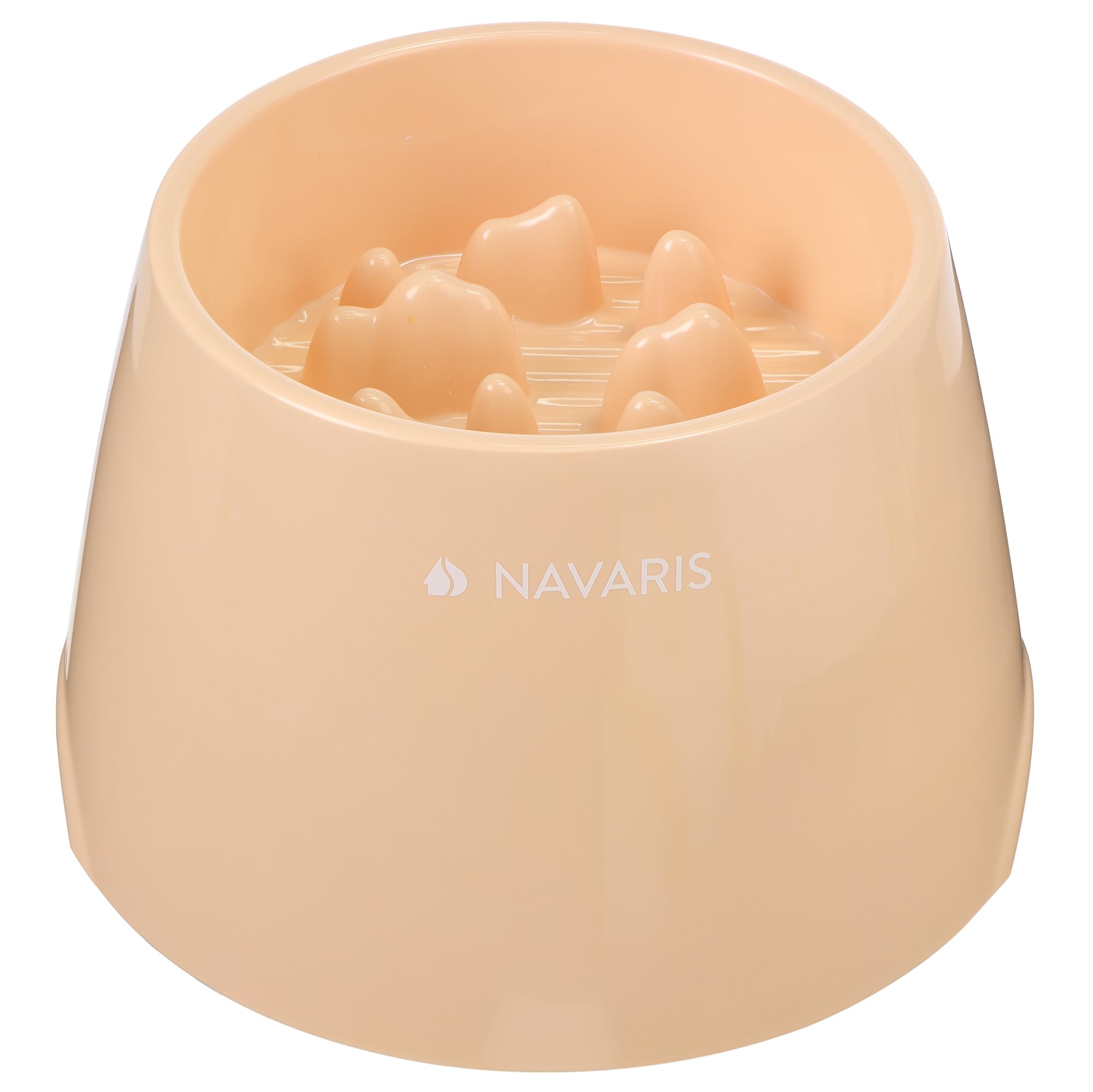 Navaris elevated slow feeder, peach color, close-up showing raised design and stability.