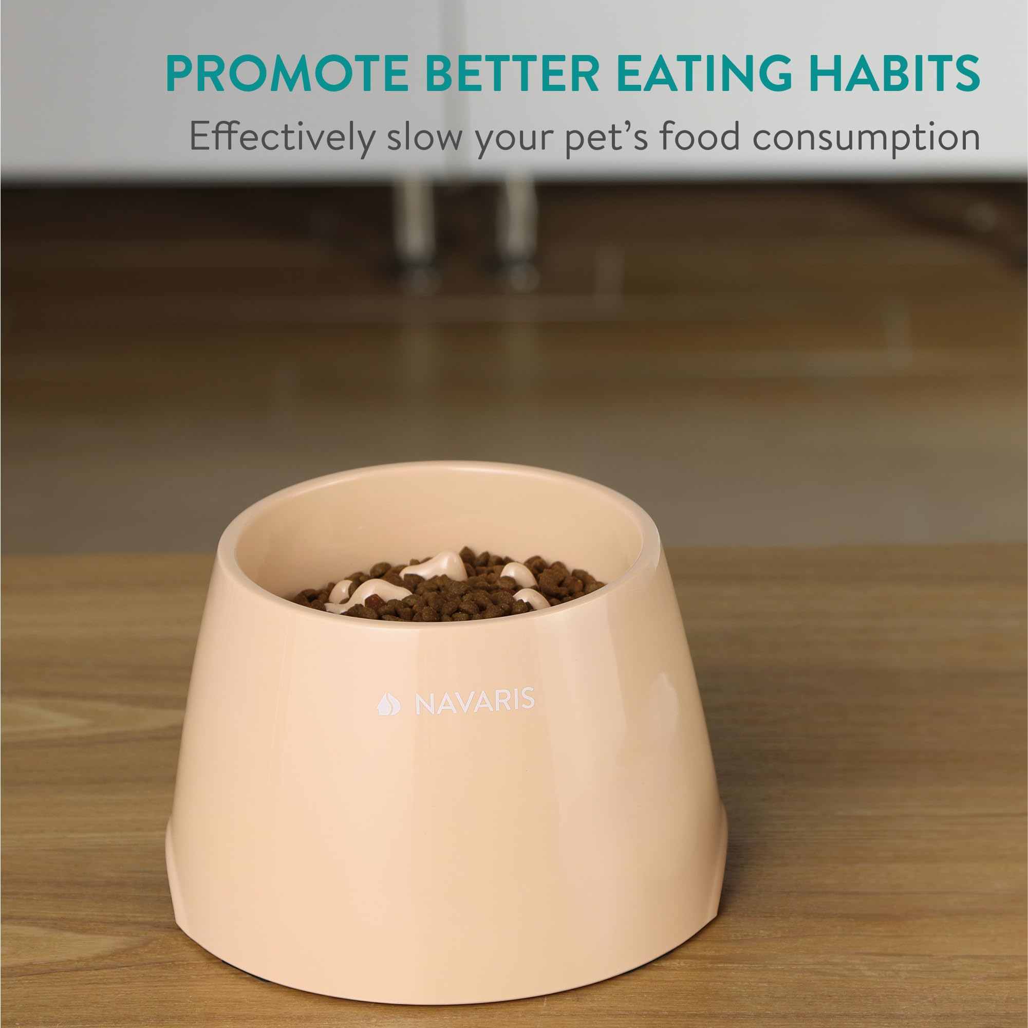 Navaris elevated dog slow feeder bowl wet and dry food compatibility for flexible meals.