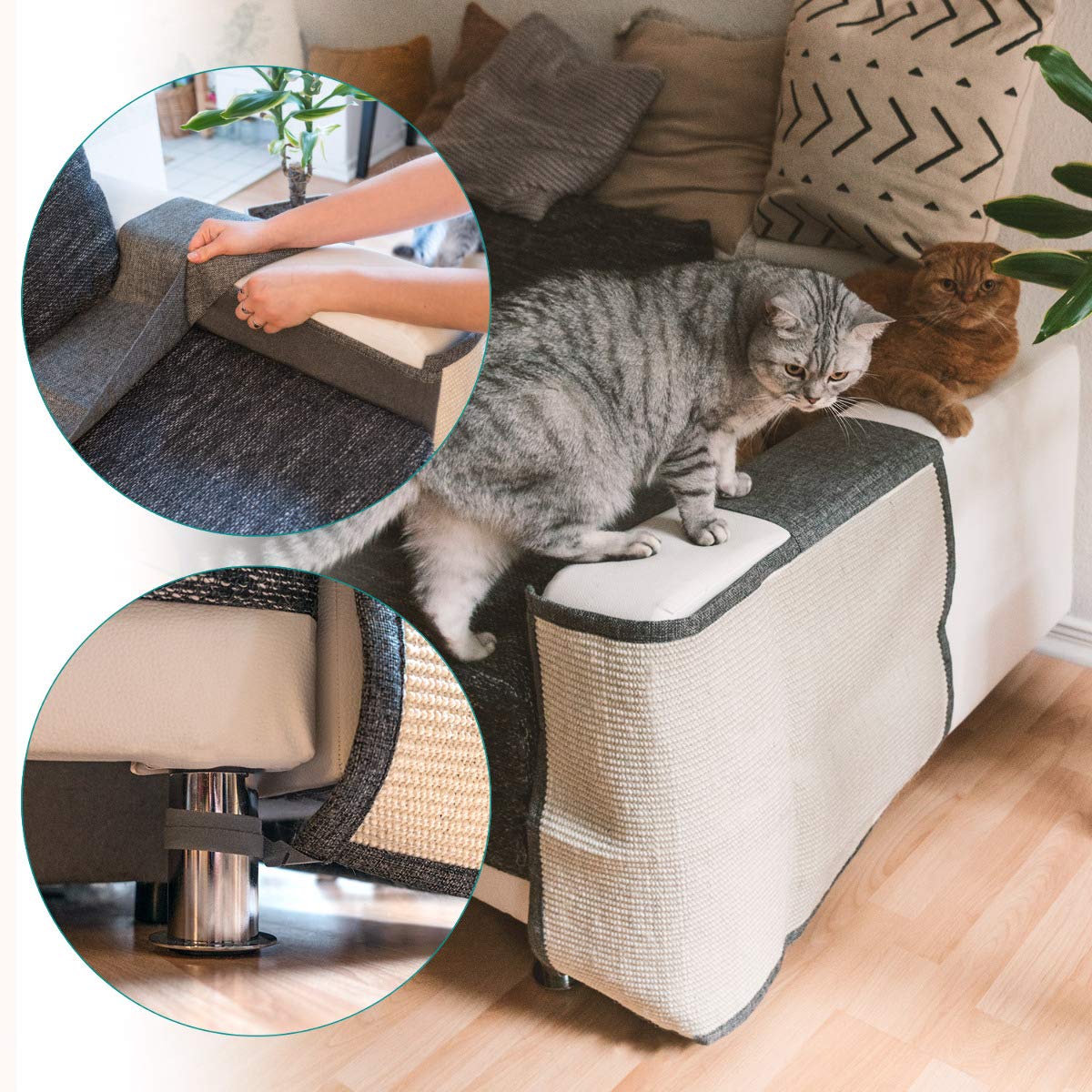 Navaris hook-and-loop-fasteners-on-sofa demonstrate secure attachment and stability.