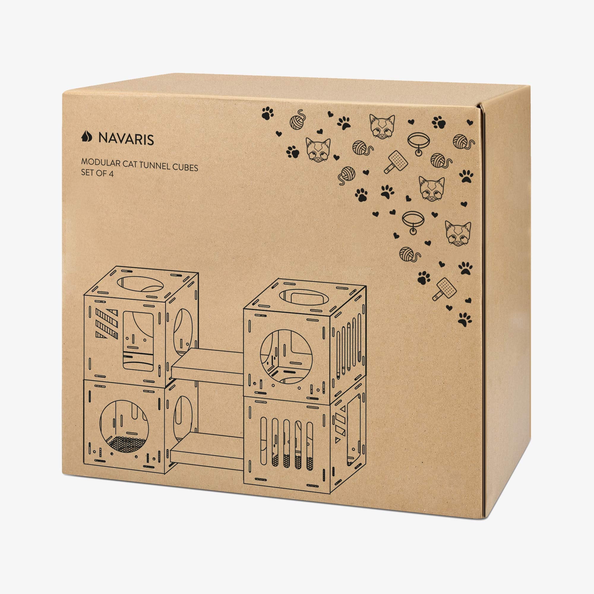 Navaris modular cat house kitten playing in a cozy cube