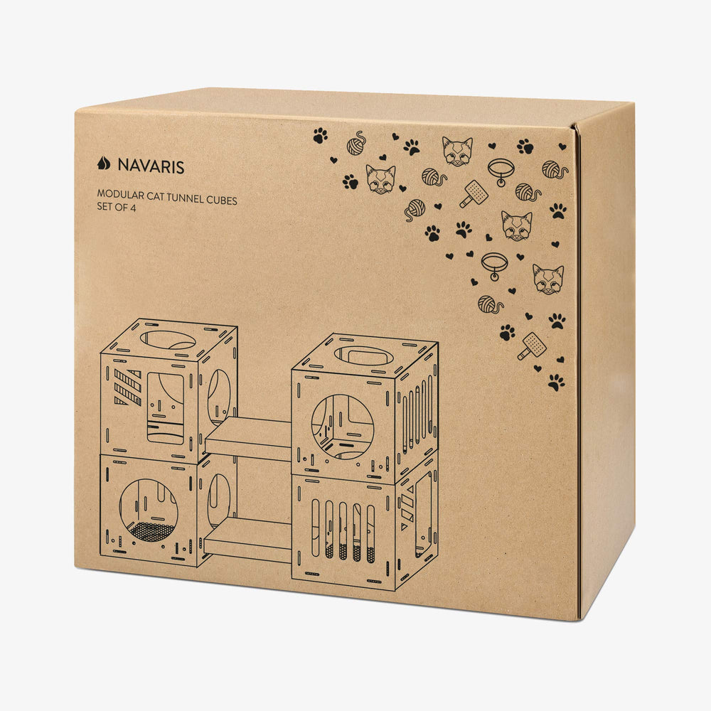 Navaris modular cat house kitten playing in a cozy cube