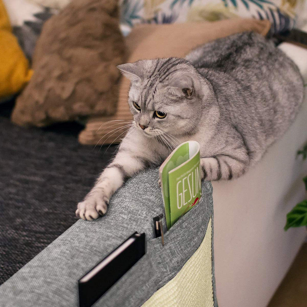 Navaris sisal furniture scratcher on sofa surface for cats
