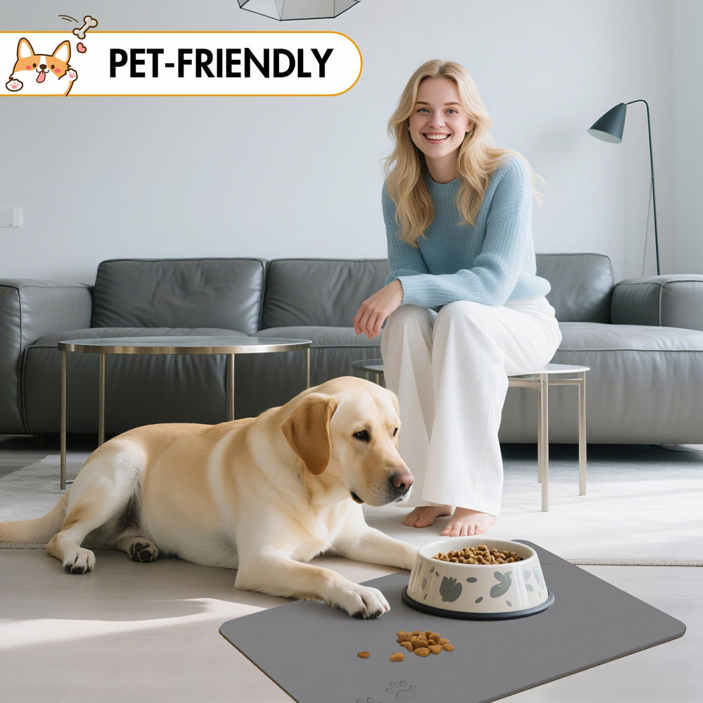 NAVKONY pet mat used with automatic feeders to reduce mess