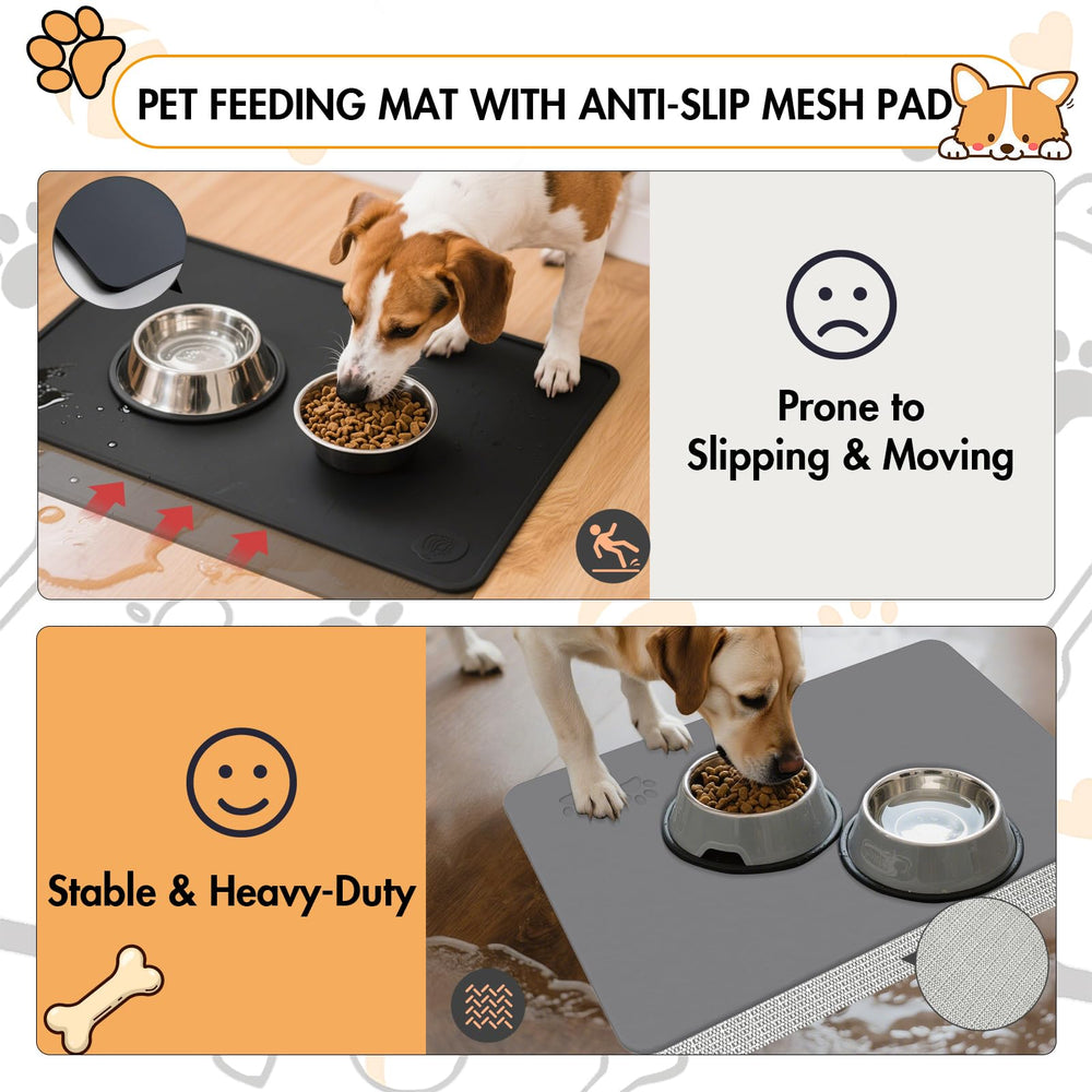 NAVKONY square dark gray mat under bowls in a tidy kitchen