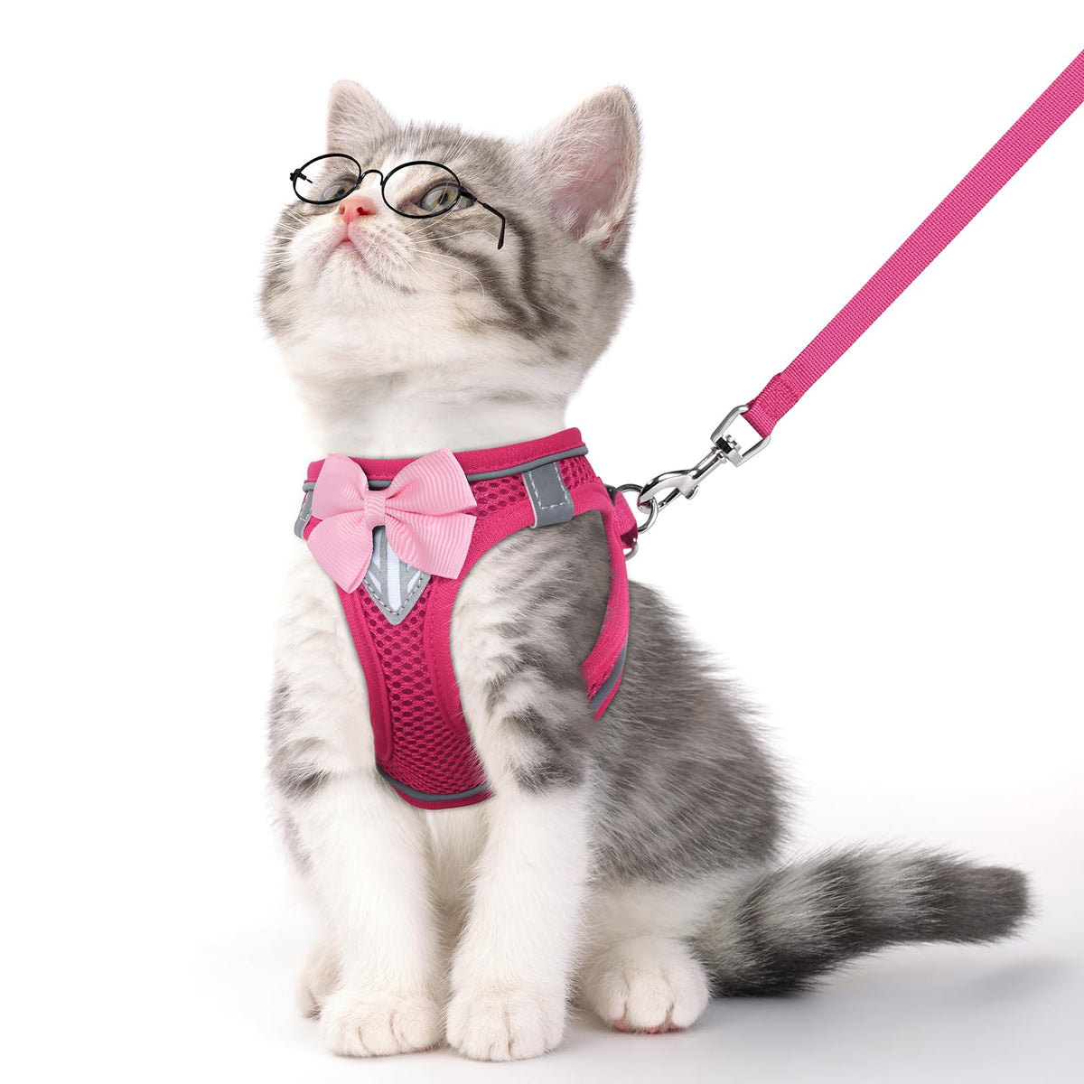 NCMAMA cat vest harness pink front view highlighting secure fit and escape-proof design