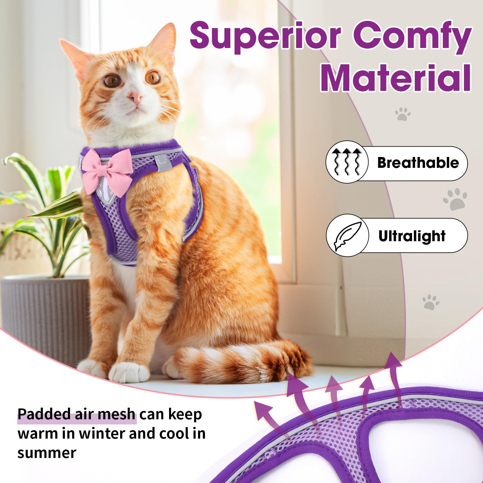 NCMAMA breathable mesh keeps pet comfortable and cool indoors and outdoors.