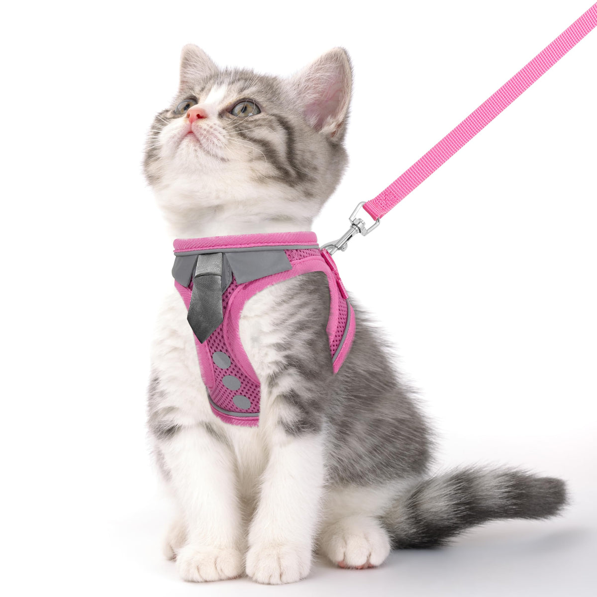 NCMAMA cat harness breathable mesh pink for comfortable daily walks.