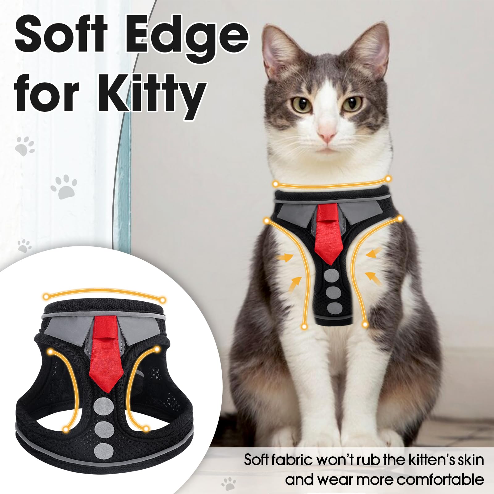NCMAMA cat harness breathable-mesh keeps pets cool and comfortable.