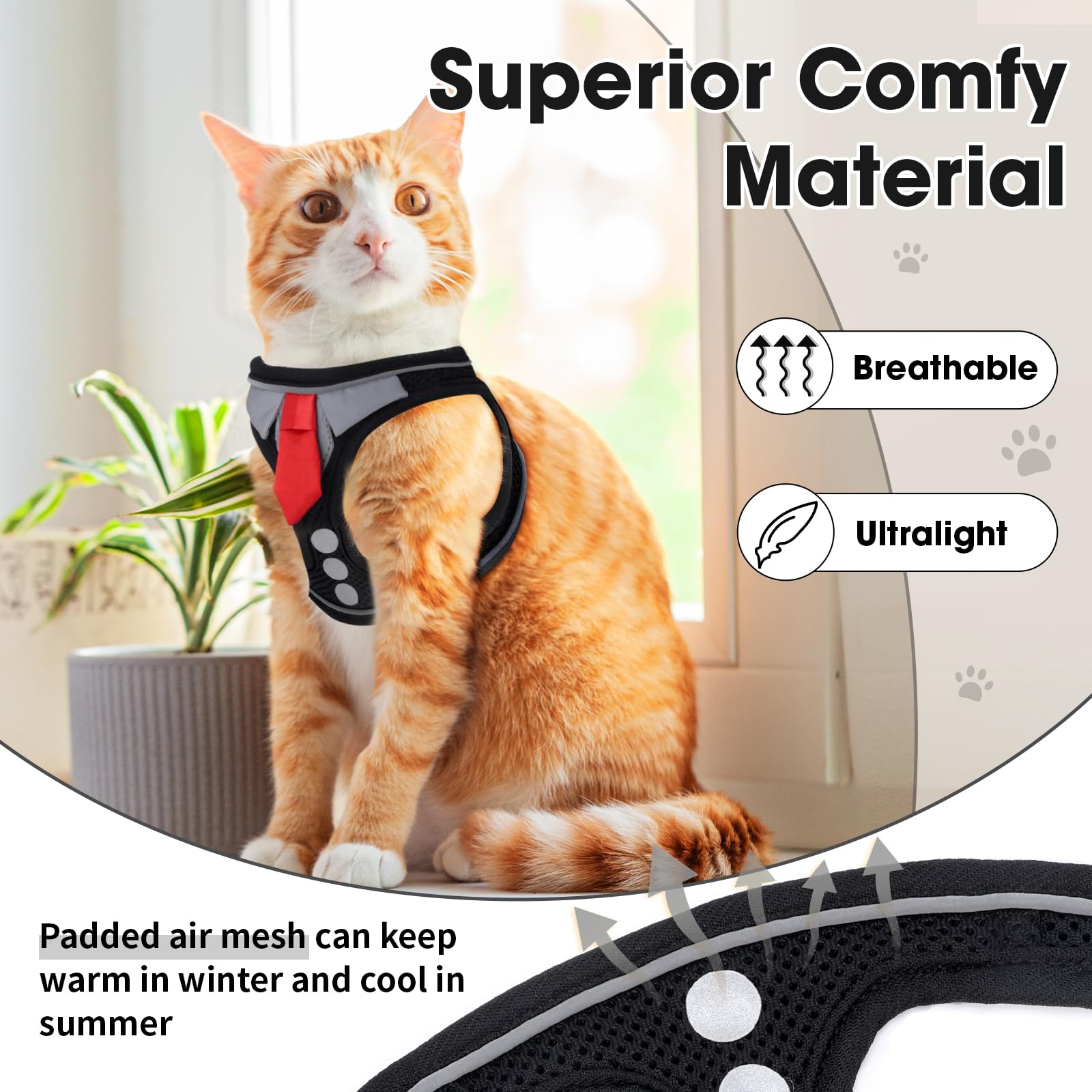 NCMAMA cat harness buckle-closure enables quick, secure fit.