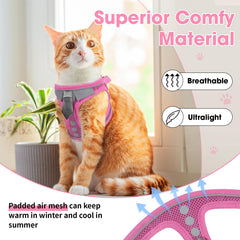 NCMAMA cat leash set pink adjustable buckle for easy handling.