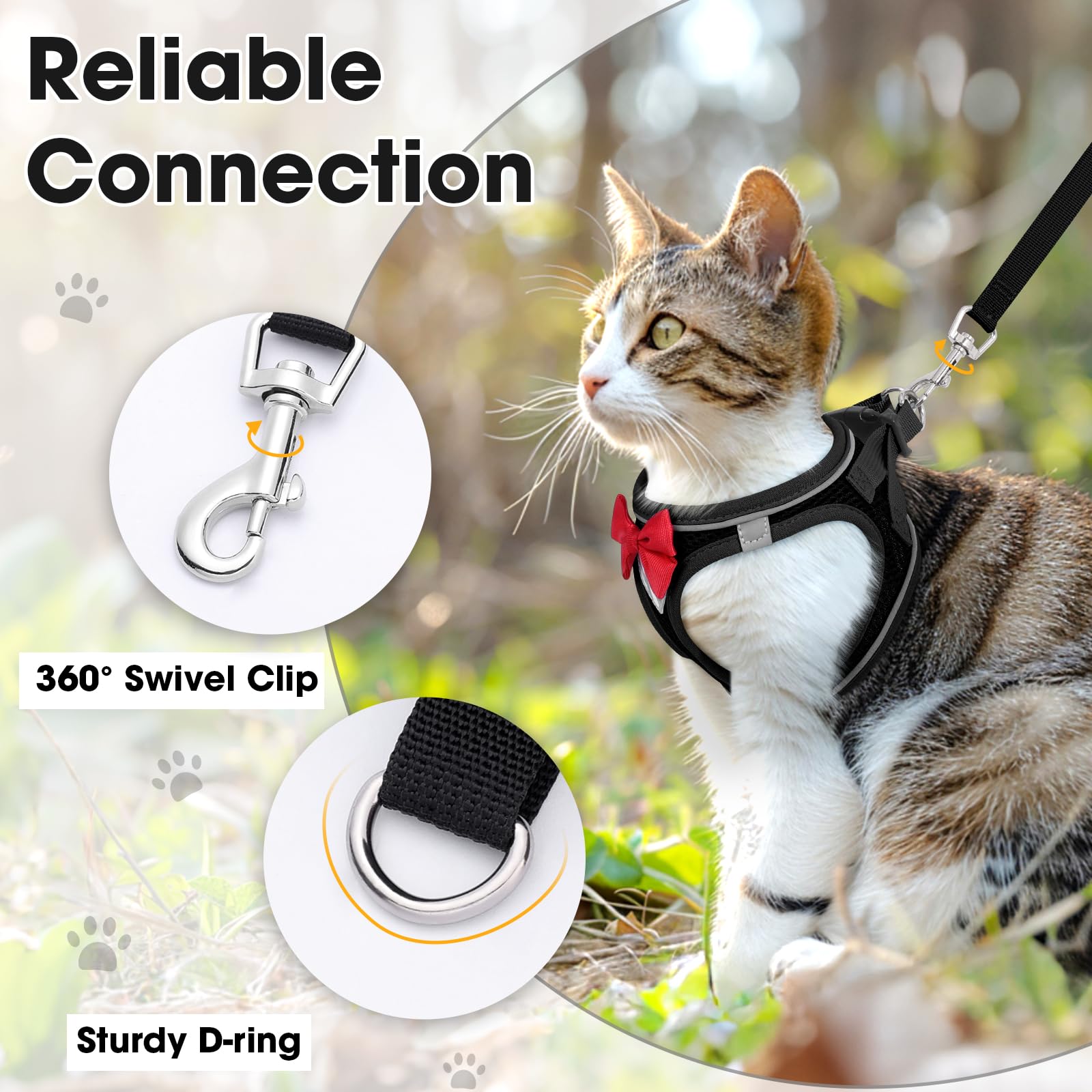 NCMAMA cat vest harness 360 wrap design provides full-body security.