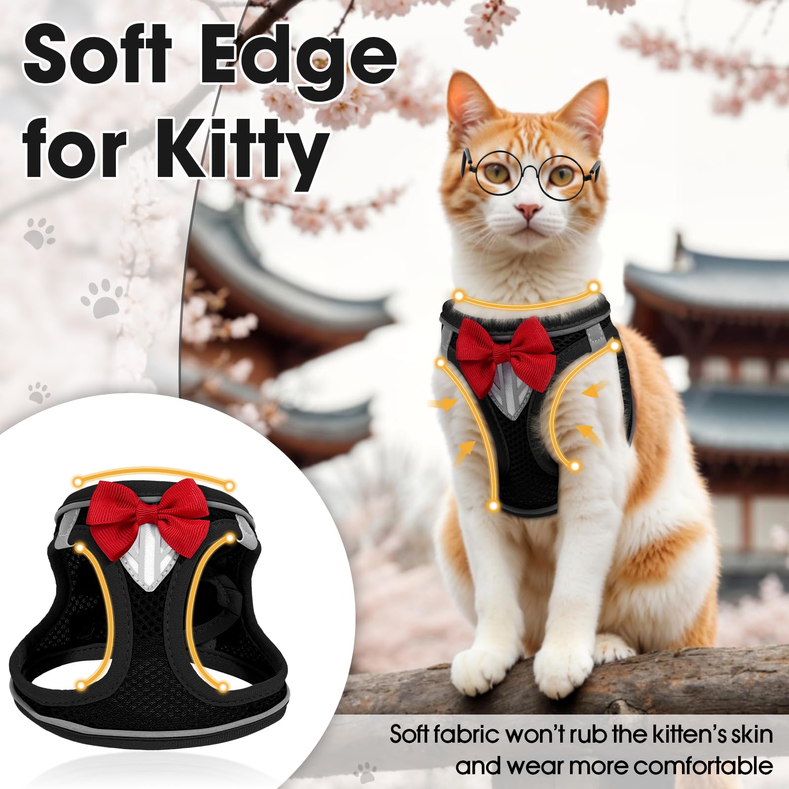 NCMAMA cat vest harness adjustable buckle side view for quick, secure fit.