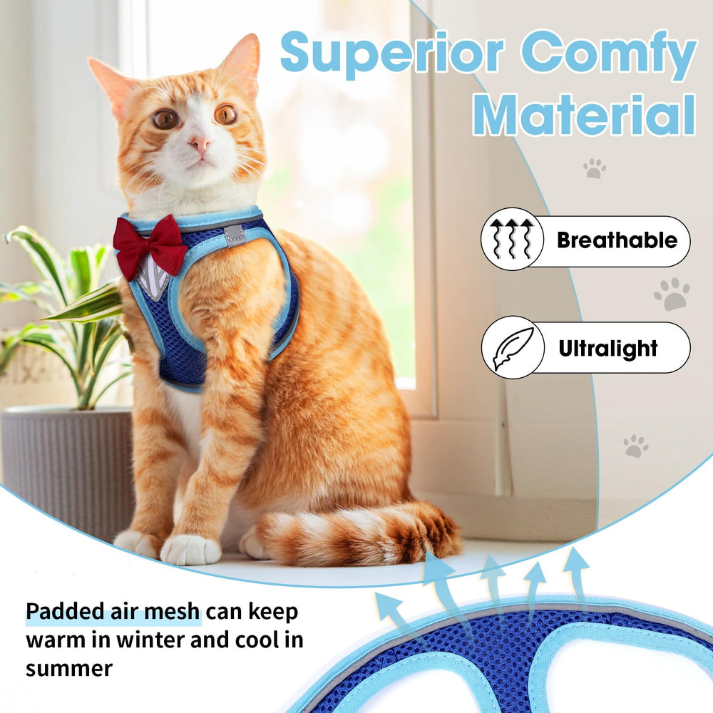 NCMAMA cat vest harness blue S adjustable belt provides secure, customizable fit.