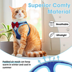 NCMAMA cat vest harness blue S adjustable belt provides secure, customizable fit.
