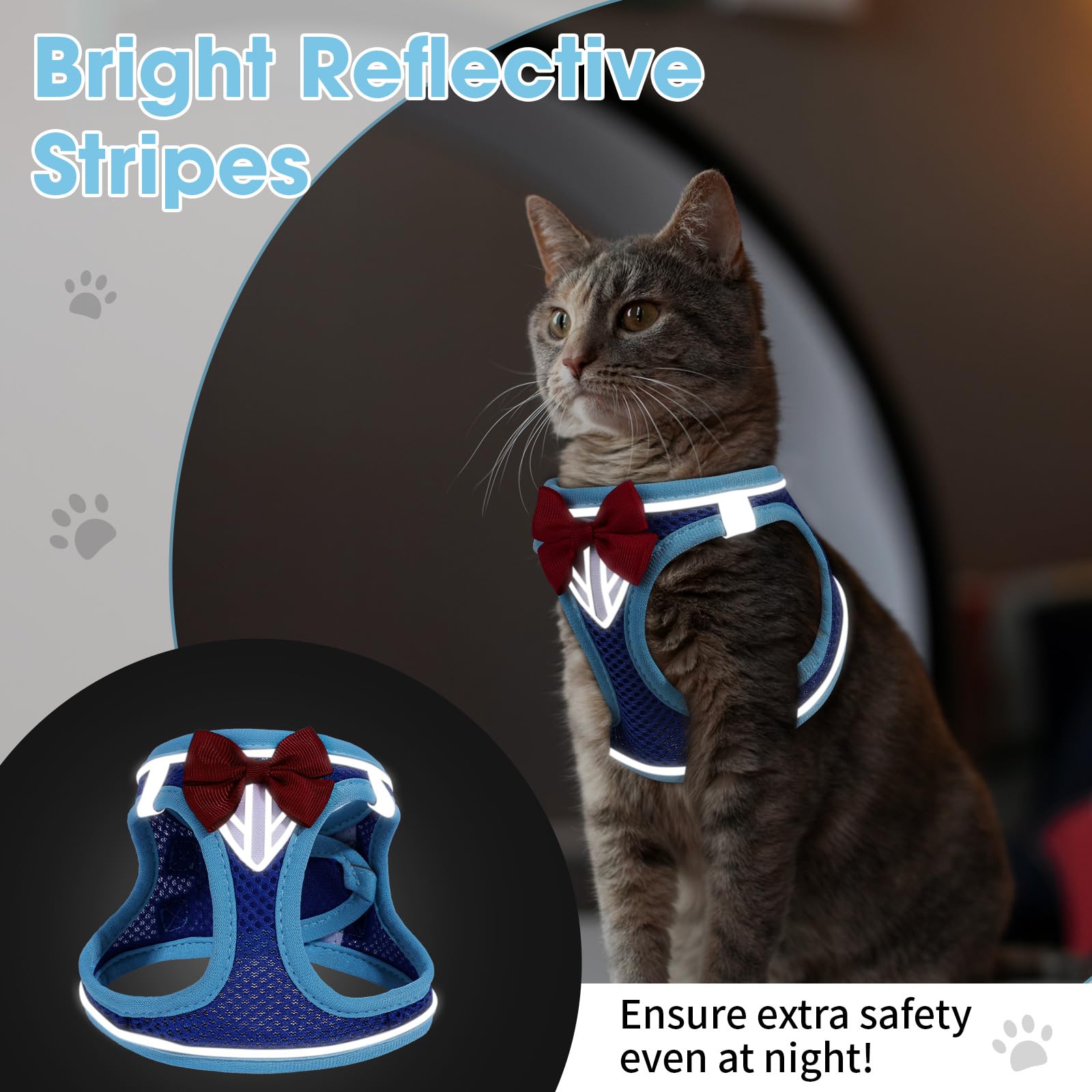 NCMAMA cat vest harness blue S breathable mesh keeps pets comfortable during play.