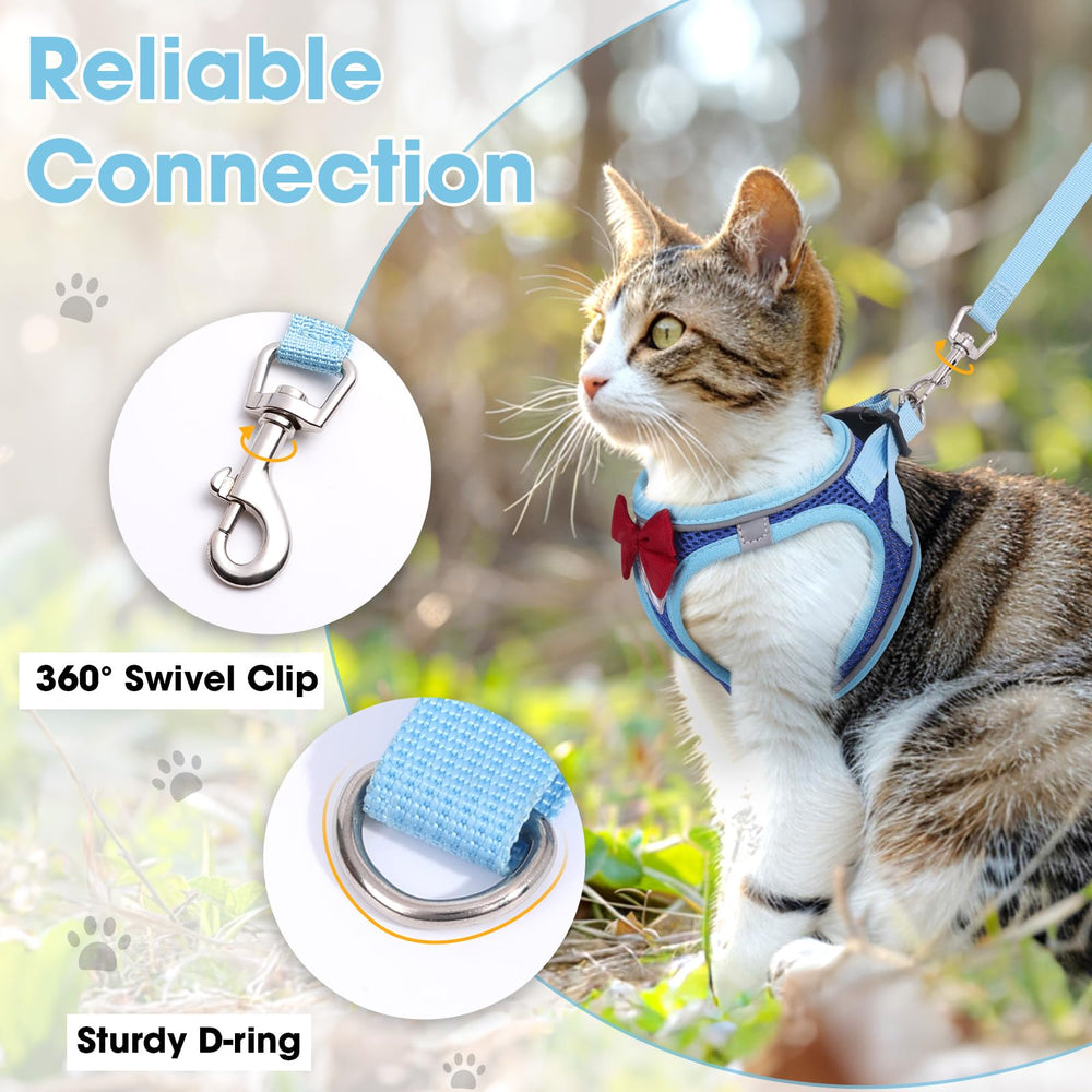 NCMAMA cat vest harness blue S escape-proof 360-degree wrap for outdoor safety.