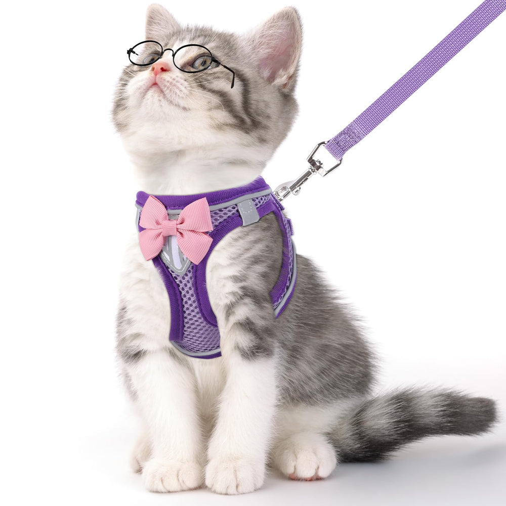NCMAMA cat vest harness purple front view for secure daily walks.