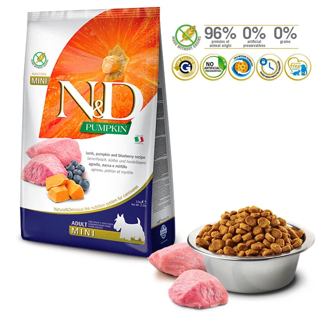 N D Farmina Pump Lamb joint-support shot with glucosamine and chondroitin for mobility.
