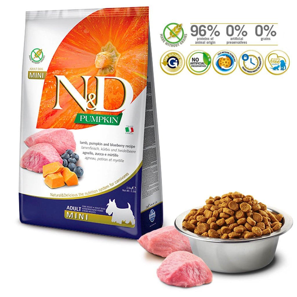 N D Farmina Pump Lamb lamb meat closeup highlighting high protein source for active dogs.