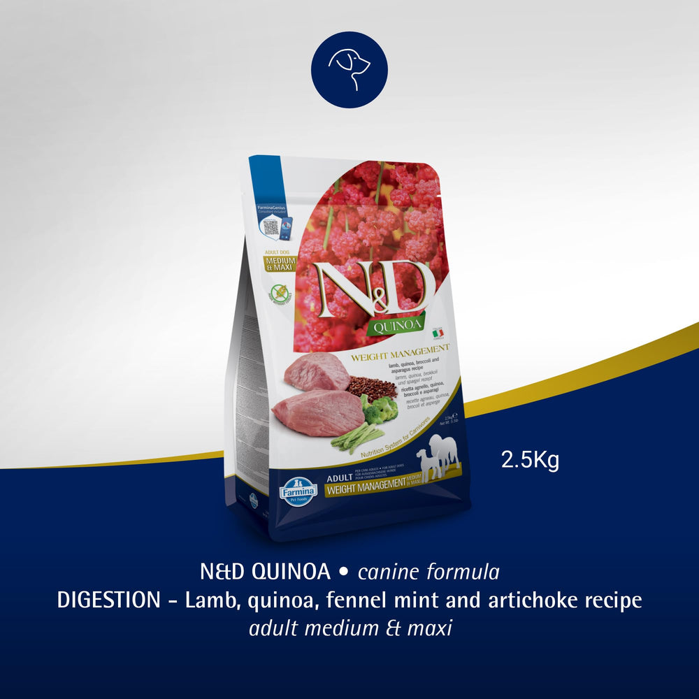N&D Farmina weight management lamb dog plate shows steady energy and balanced nutrition